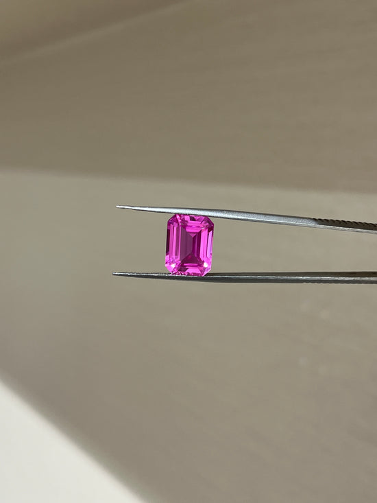 Lab Grown Pink sapphire Emerald Shape 9.96ct | Exquisite Gemstones - Fiona Diamonds - Fiona Diamonds