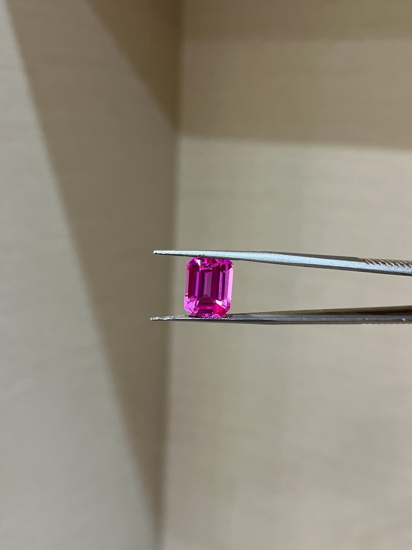 Lab Grown Pink sapphire Emerald Shape 7.31ct | Exquisite Gemstones - Fiona Diamonds - Fiona Diamonds