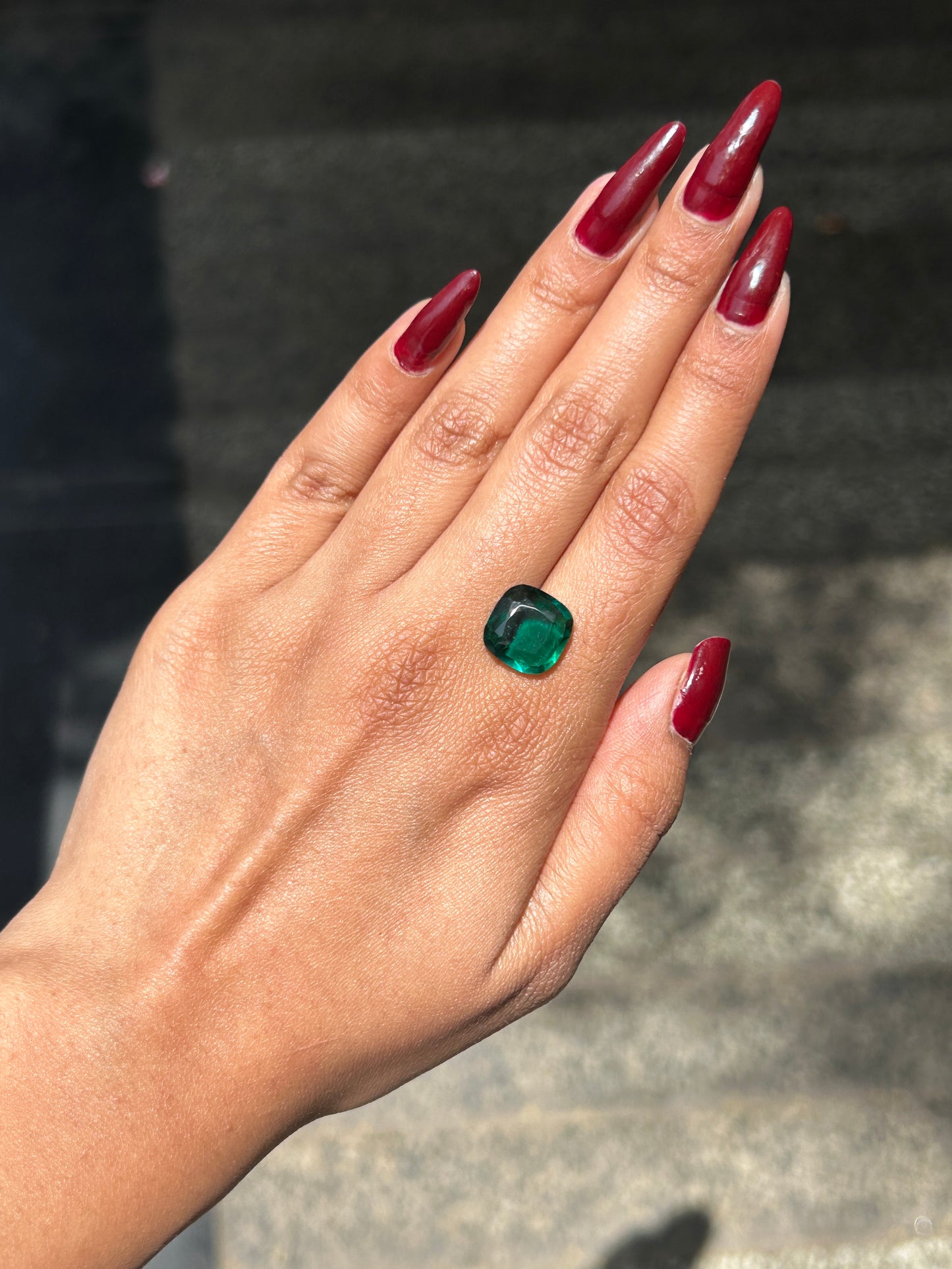 Lab Grown Zambian Emerald Cusion Shape 4.53ct | Exquisite Gemstones - Fiona Diamonds - Fiona Diamonds