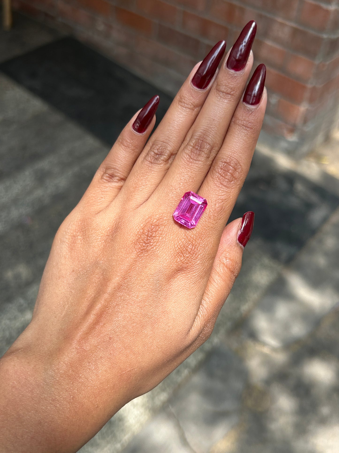 Lab Grown Pink sapphire Emerald Shape 9.96ct | Exquisite Gemstones - Fiona Diamonds - Fiona Diamonds