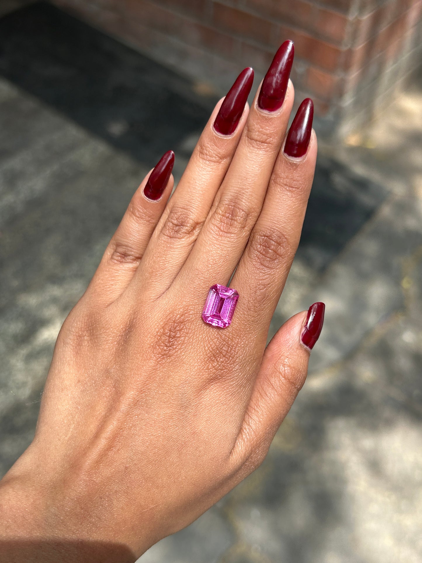 Lab Grown Pink sapphire Emerald Shape 7.31ct | Exquisite Gemstones - Fiona Diamonds - Fiona Diamonds