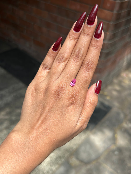 Lab Grown Pink sapphire Pear Shape 1.18ct | Exquisite Gemstones - Fiona Diamonds - Fiona Diamonds