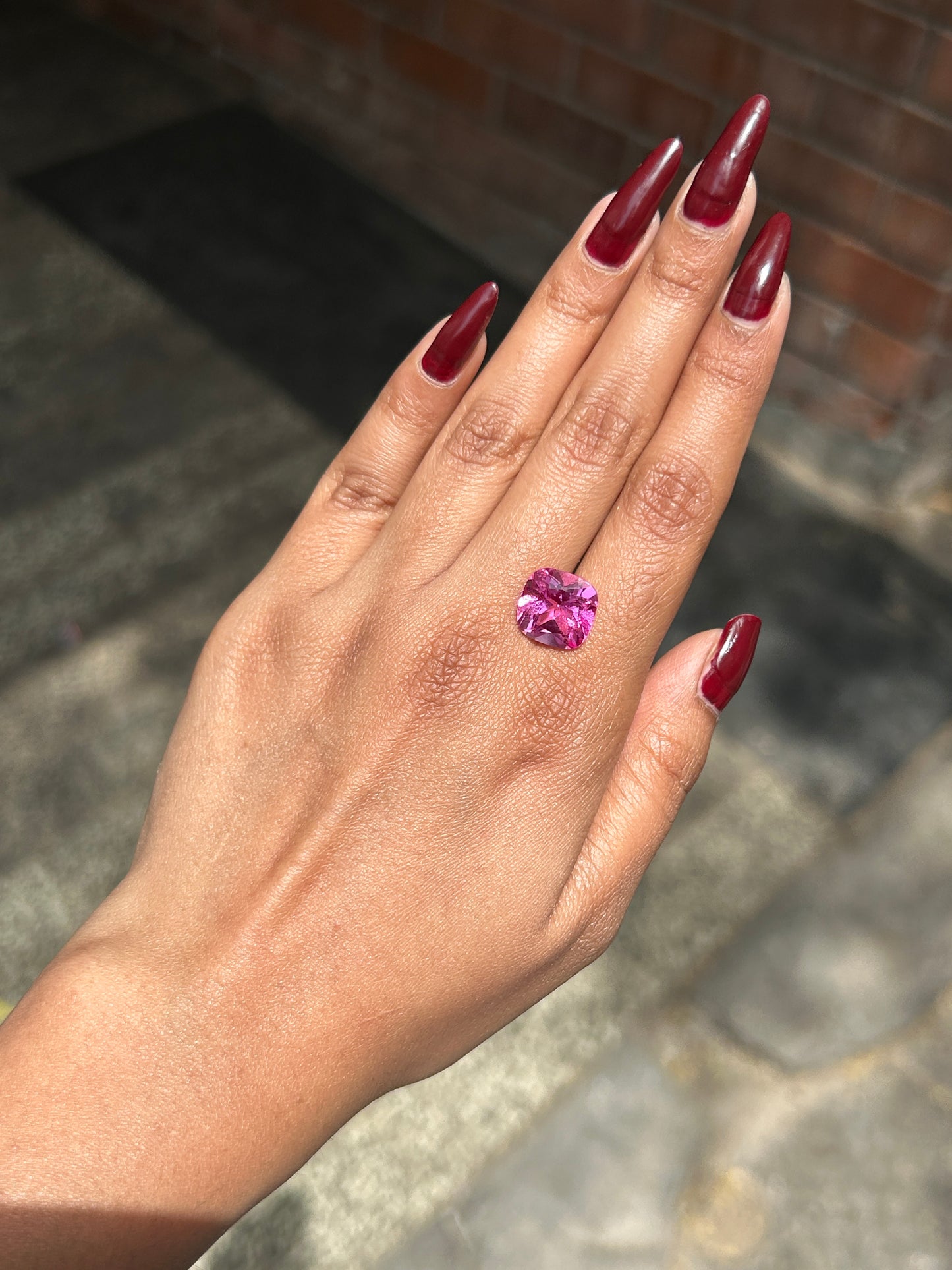 Lab Grown Pink sapphire Cusion Shape 7.65ct | Exquisite Gemstones - Fiona Diamonds - Fiona Diamonds