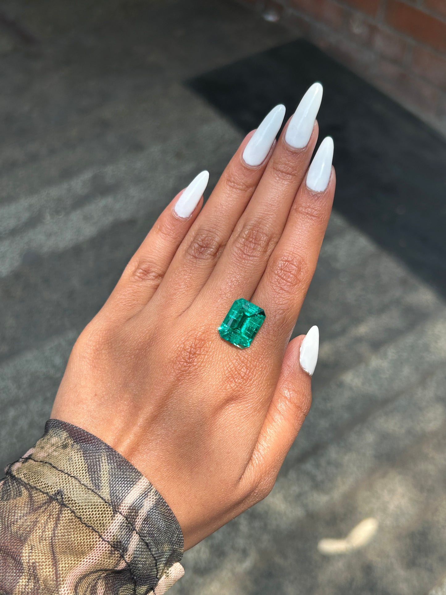 Lab Grown Colombian Emerald Emerald Shape 7.08ct | Exquisite Gemstones - Fiona Diamonds - Fiona Diamonds