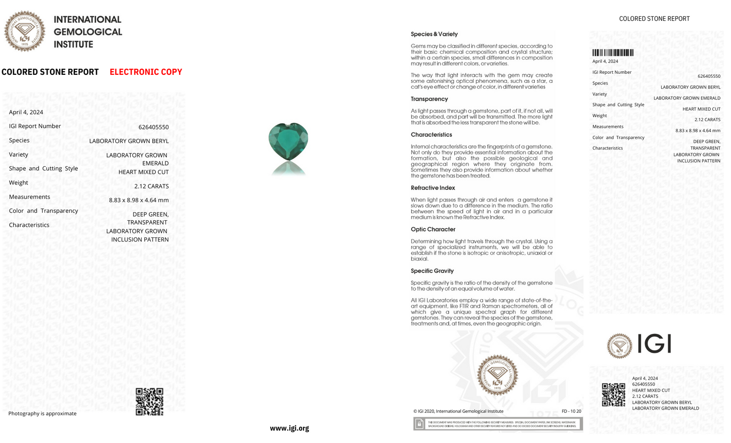 Lab Grown Zambian Emerald Heart Shape 2.12ct | Exquisite Gemstones - Fiona Diamonds - Fiona Diamonds