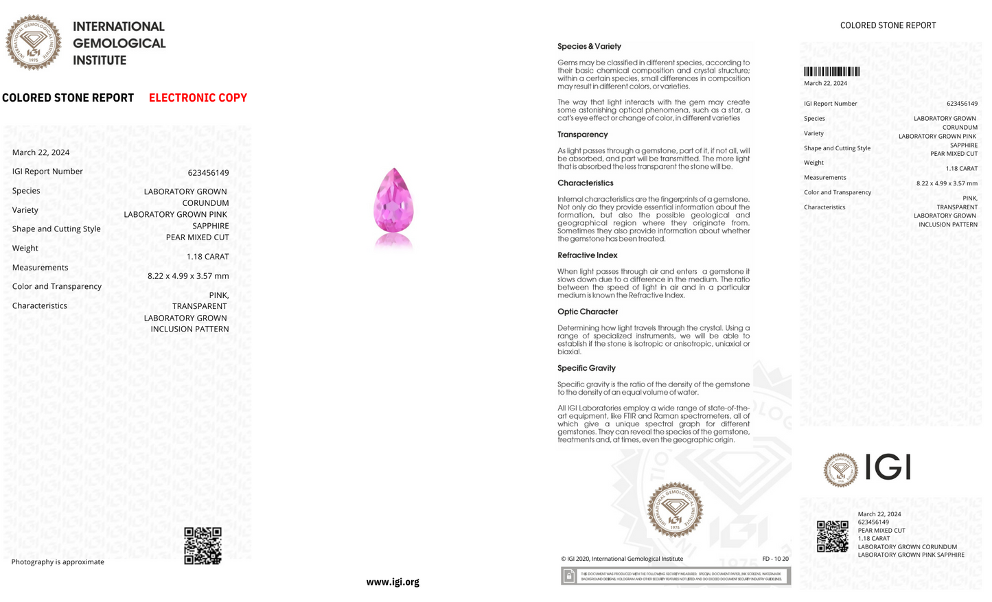 Lab Grown Pink sapphire Pear Shape 1.18ct | Exquisite Gemstones - Fiona Diamonds - Fiona Diamonds