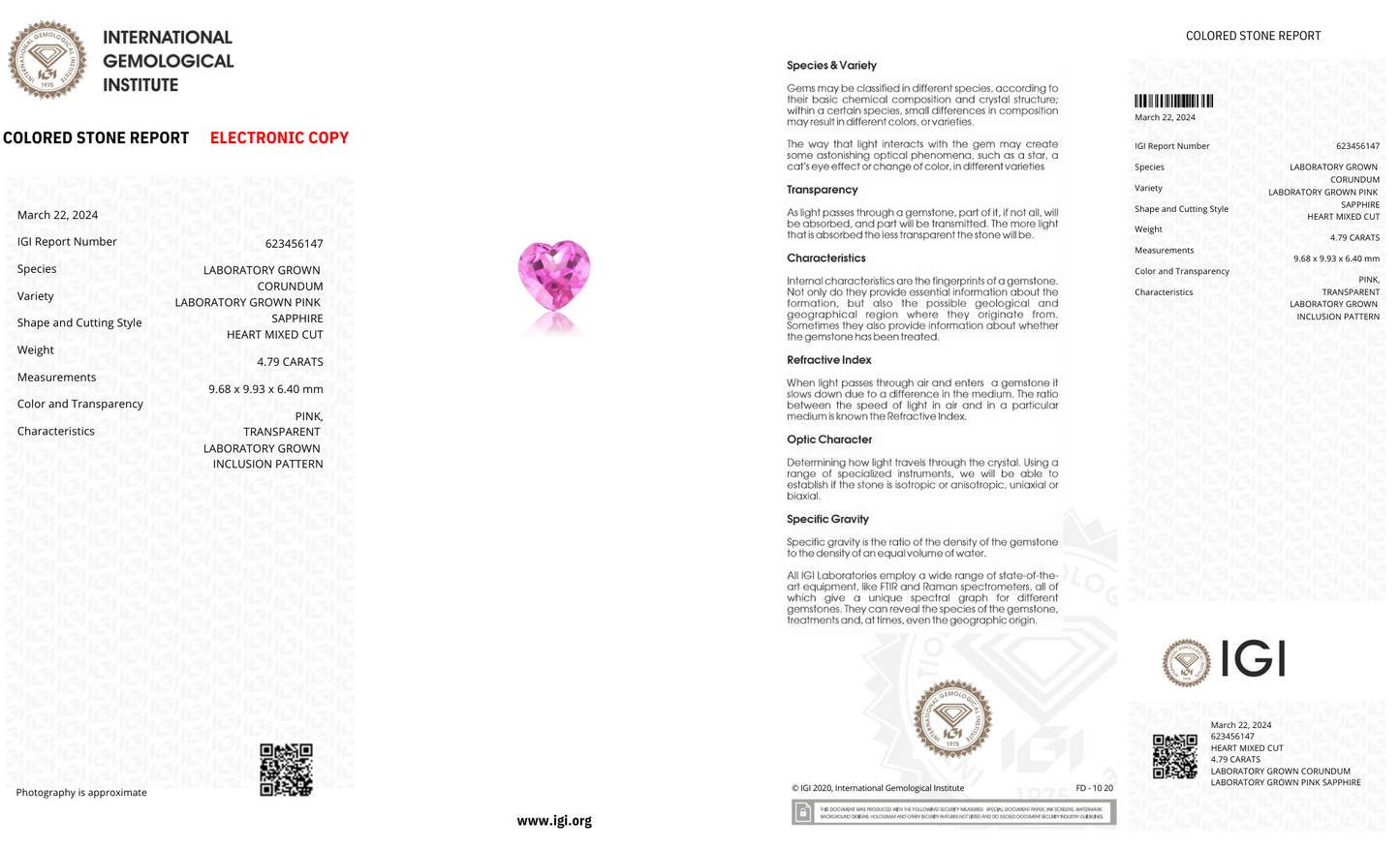 Lab Grown Pink sapphire Heart Shape 4.79ct | Exquisite Gemstones - Fiona Diamonds - Fiona Diamonds