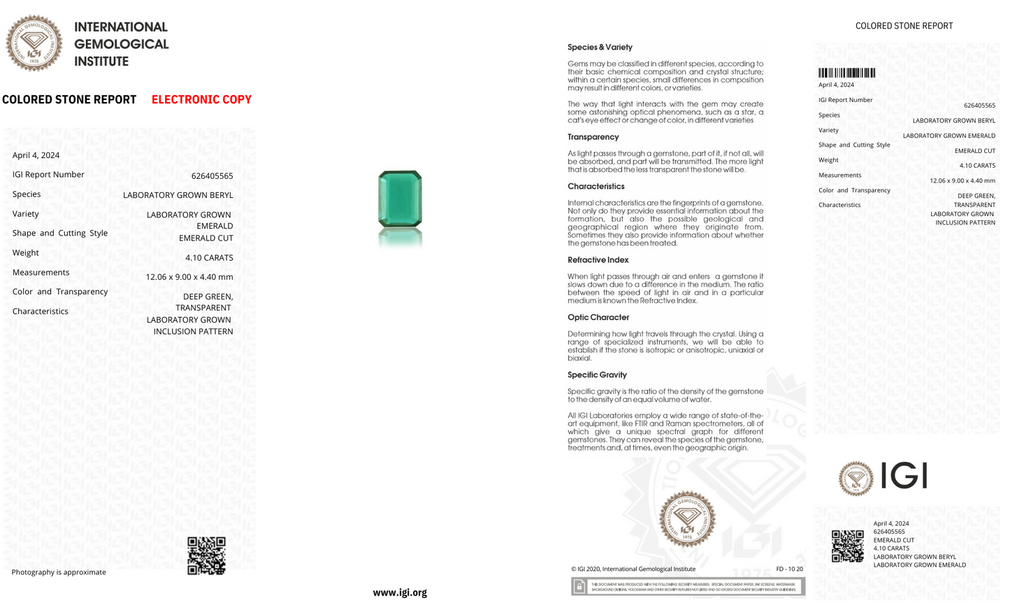 Lab Grown Zambian Emerald Emerald Shape 4.1ct | Exquisite Gemstones - Fiona Diamonds - Fiona Diamonds