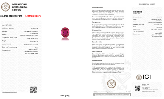 Lab Grown ruby oval Shape 2.32ct | Exquisite Gemstones - Fiona Diamonds - Fiona Diamonds