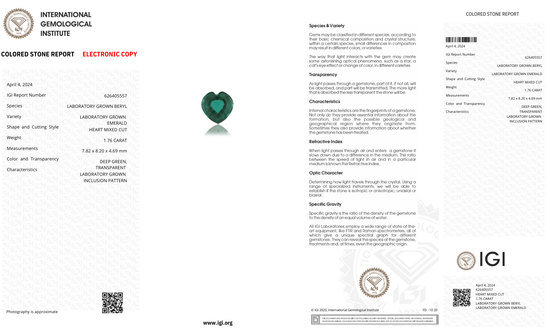 Lab Grown Zambian Emerald Heart Shape 1.76ct | Exquisite Gemstones - Fiona Diamonds - Fiona Diamonds