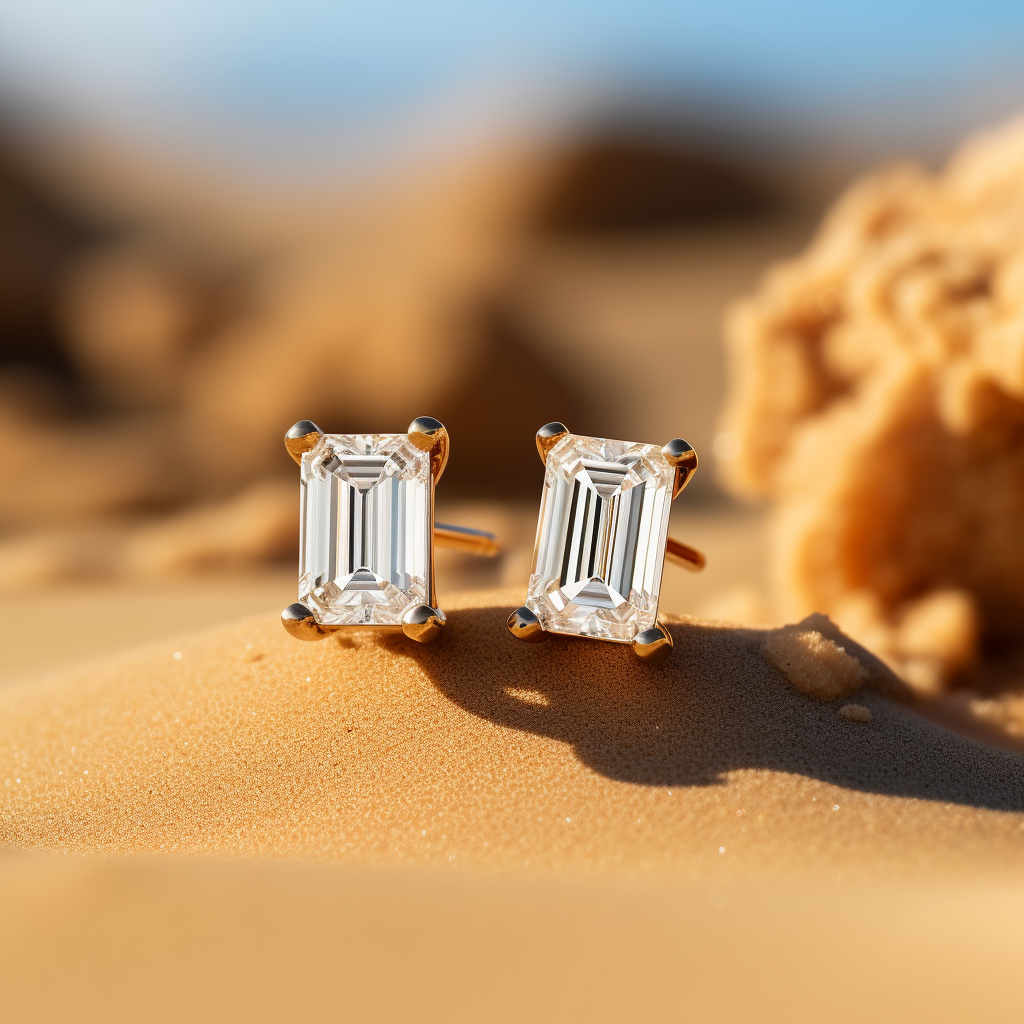 Emerald Cut Diamond Stud Earrings Lab Grown Diamond Bridal Earrings  Everyday Diamond Earrings for Her Bridesmaid Gift for Her Anniversary - Etsy