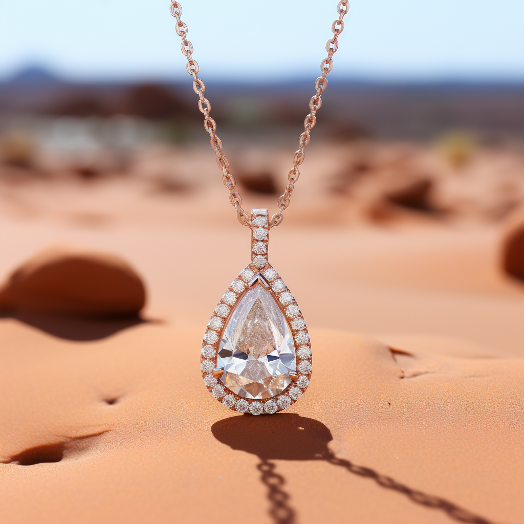 Pear Halo Diamond Necklace Pendant 2.38 Carats - Sarkisians Jewelry