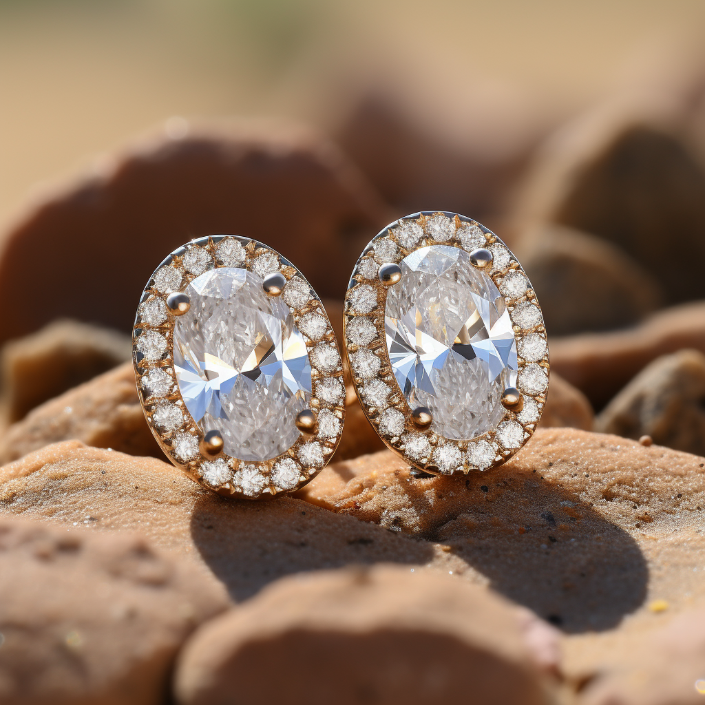 2 Carat Oval Shaped Basket Stud Earring In 18K Yellow Gold | Fascinating  Diamonds