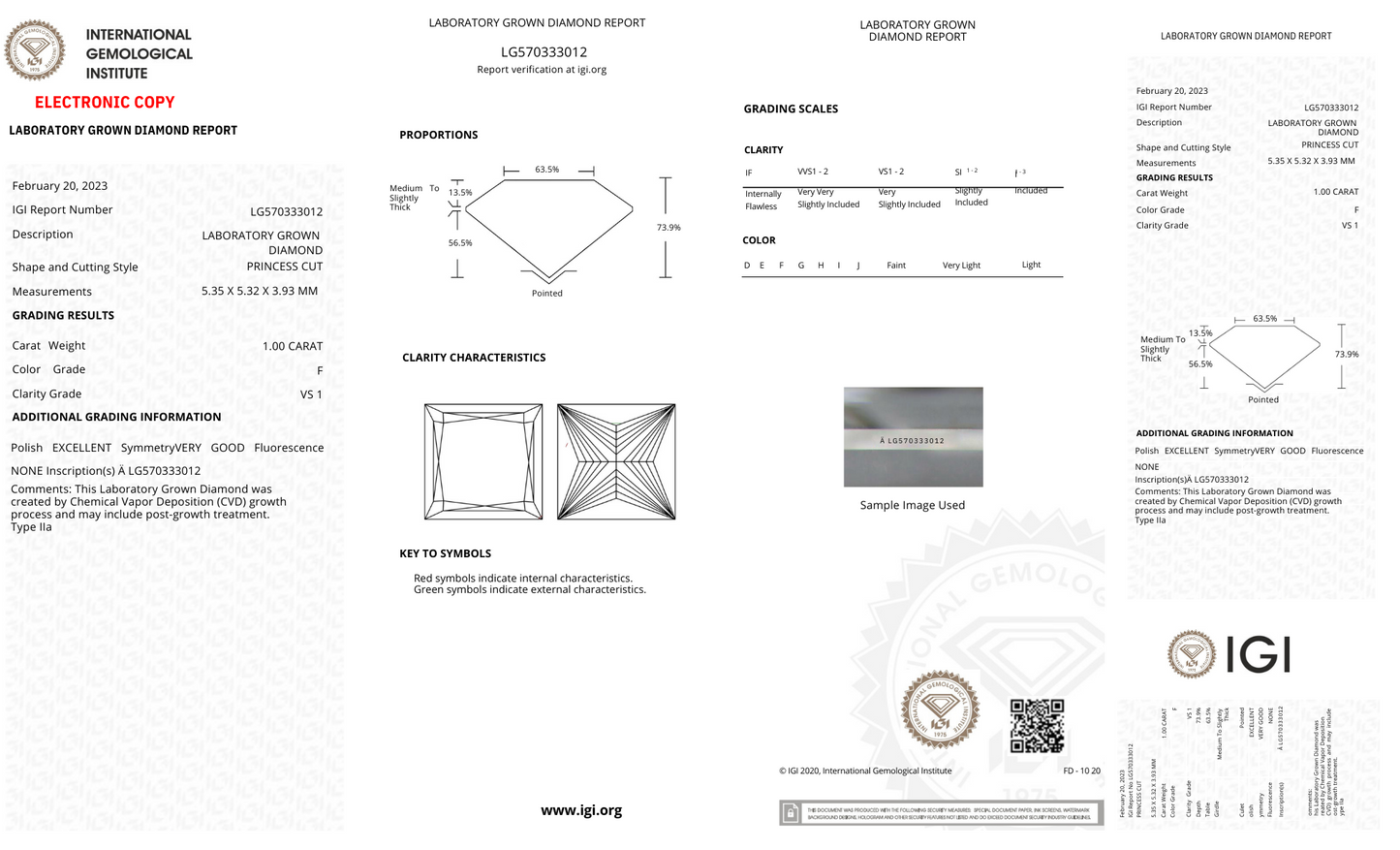 Princess 1ct F-VS1 Loose Lab Grown Diamond Solitaire - Fiona Diamonds - Fiona Diamonds