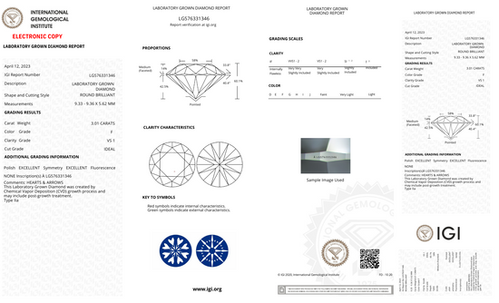 Round 3ct F-VS1 Loose Lab Grown Diamond Solitaire - Fiona Diamonds - Fiona Diamonds