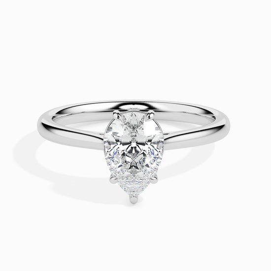 2ct Pear Lab Diamond Sole Solitaire Ring - Fiona Diamonds - Fiona Diamonds