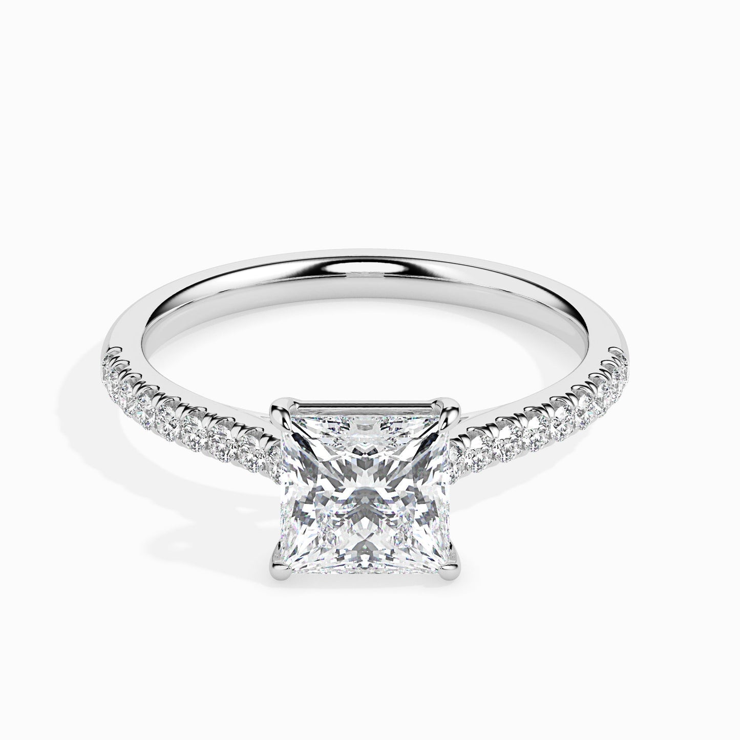 1ct Princess Lab Diamond Hermit Solitaire Ring - Fiona Diamonds - Fiona Diamonds