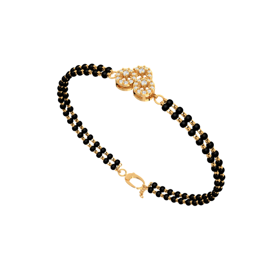 Mahi Dual Chain 'P' Alphabet Initial Mangalsutra Bracelet with Beads a