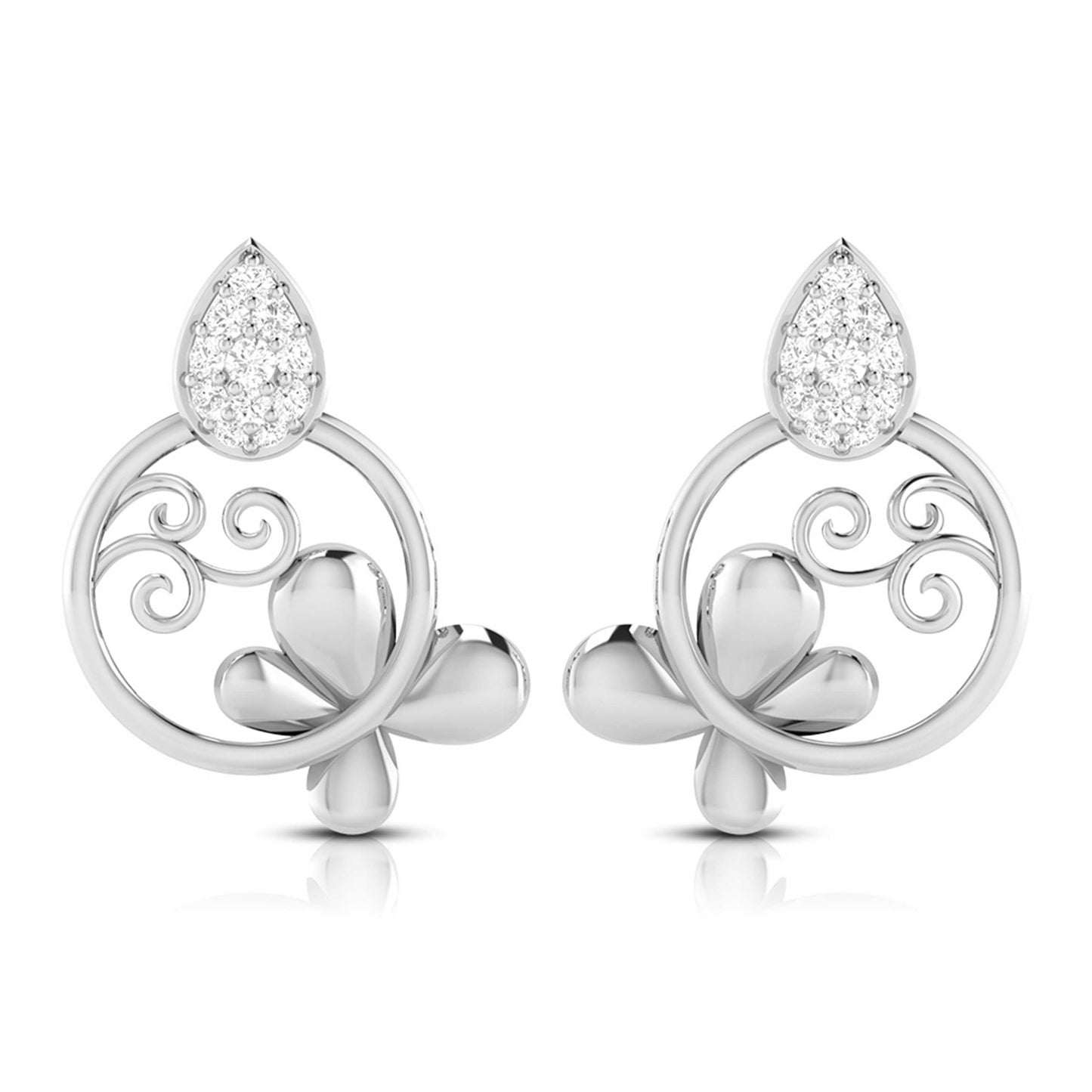 Coral studs Diamond Earrings pure silver jewelry indian wedding Jewelr –  Nihira