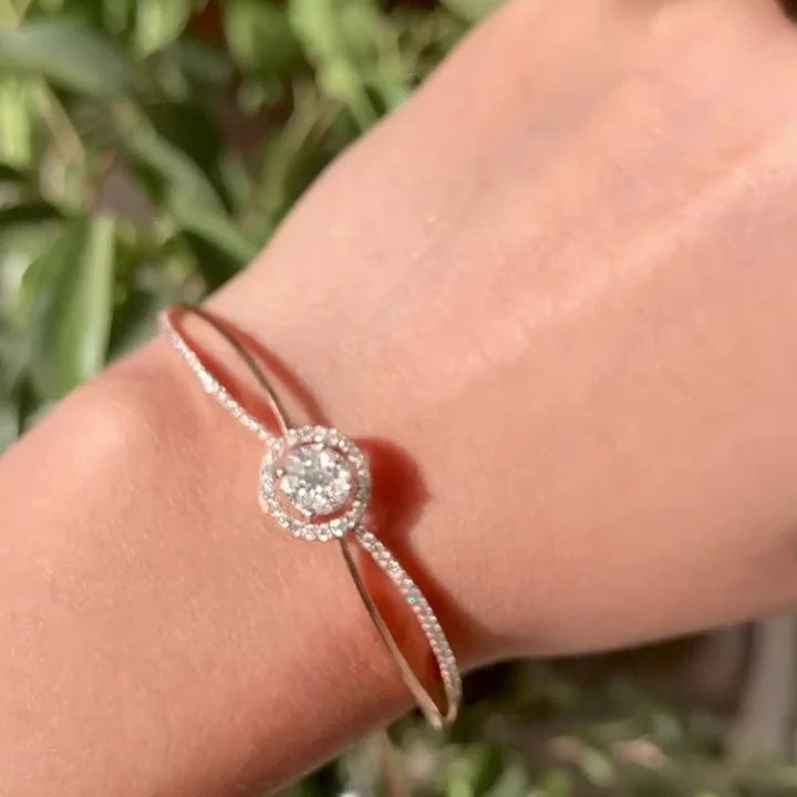 Fida Luxurious Silver Plated American Diamonds Studded Magnetic Bracelet  for Women