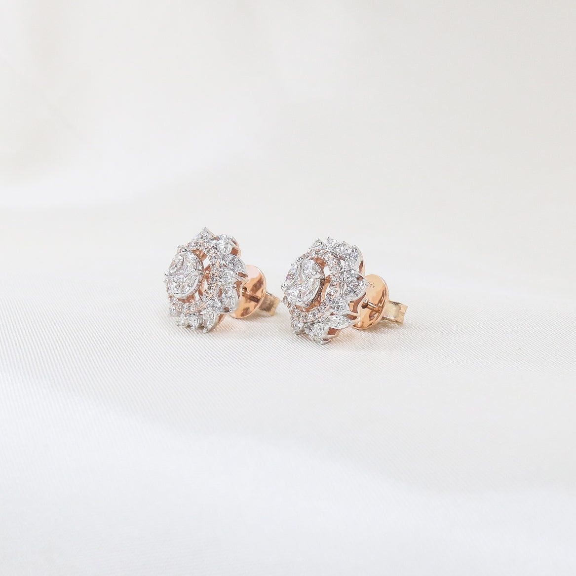 Round Flower Diamond Studs - Fiona Diamonds - Fiona Diamonds