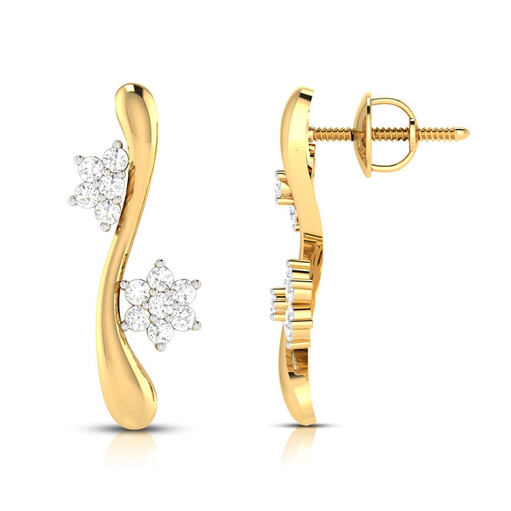 Earrings flower design Palm Lab Grown Diamond Earrings Fiona Diamonds