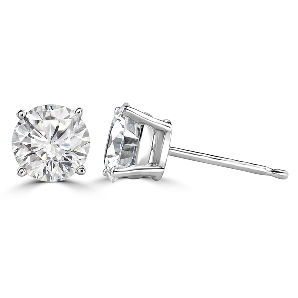 Classic Lab Grown Diamond Round Solitaire Earrings Design Fiona Diamonds