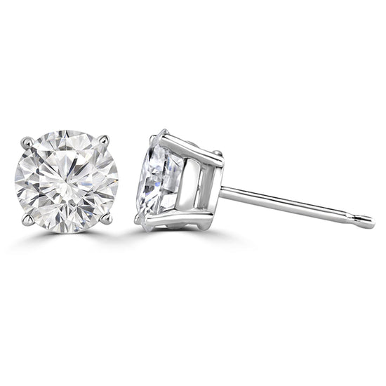 Stud Earrings in 14K White Gold with Brilliants | KLENOTA