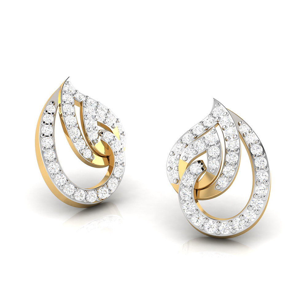 CDL FINESHINE Bridal Wear Opulent Real Diamond Stud Earring in 14kt Yellow  Gold Fine Jewelry at Rs 23221/pair in Surat