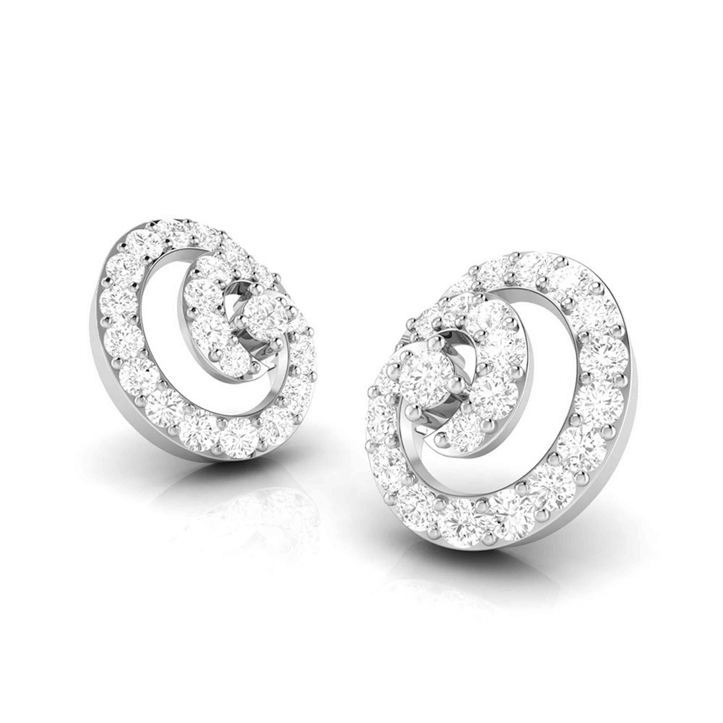 Round shape earrings design Moire Lab Grown Diamond Earrings Fiona Diamonds