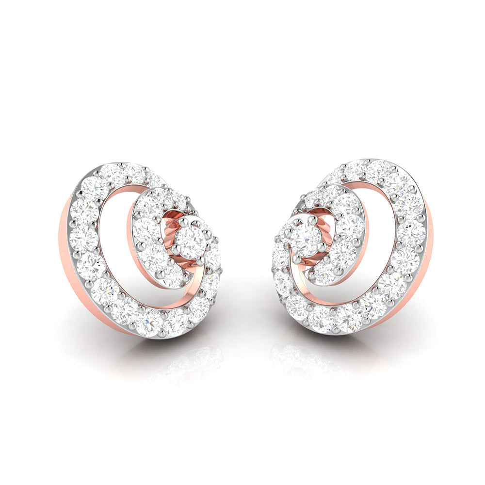 Round shape earrings design Moire Lab Grown Diamond Earrings Fiona Diamonds