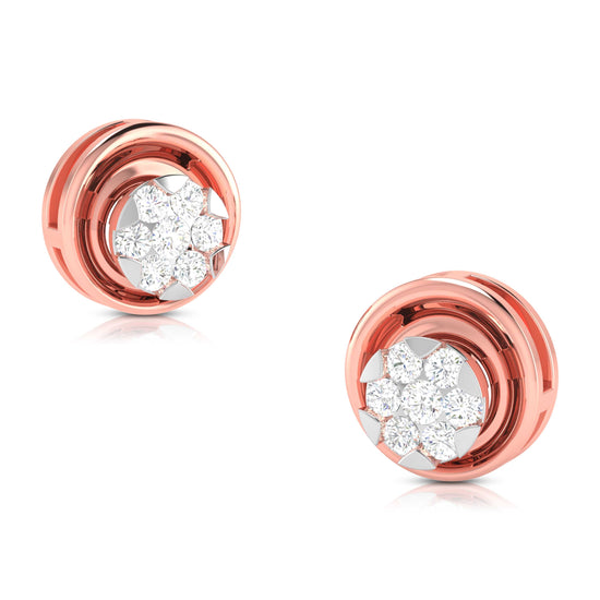 Round shape earrings design Hollow Lab Grown Diamond Earrings Fiona Diamonds