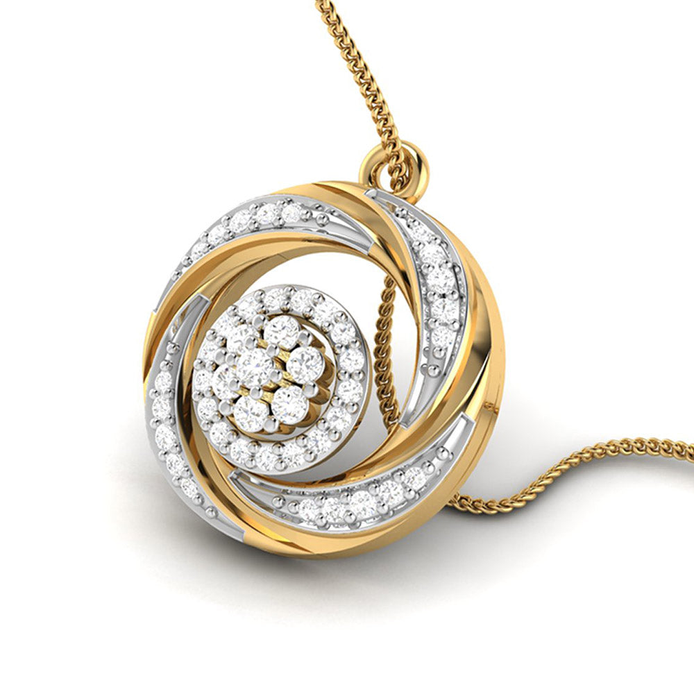 Enclosed Round delicate lab grown diamond pendant Fiona Diamonds