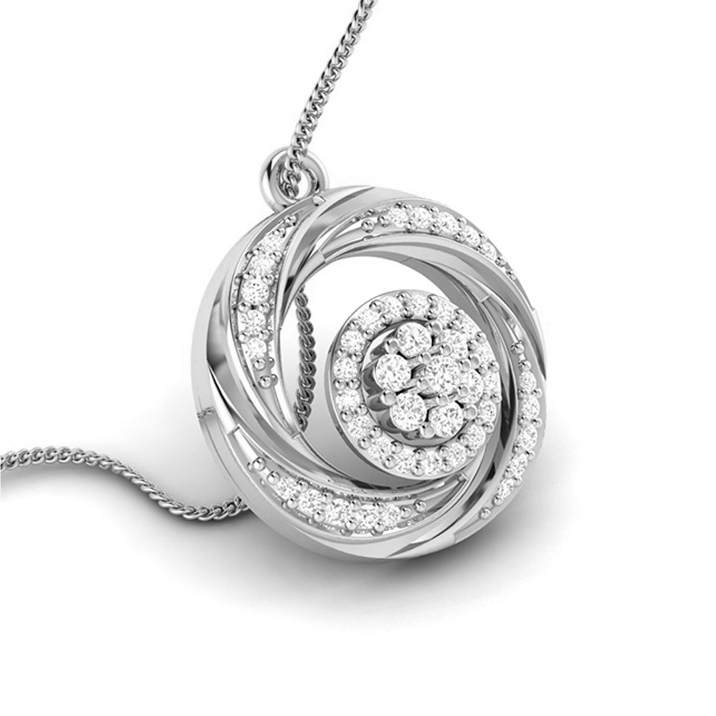 Enclosed Round delicate lab grown diamond pendant Fiona Diamonds