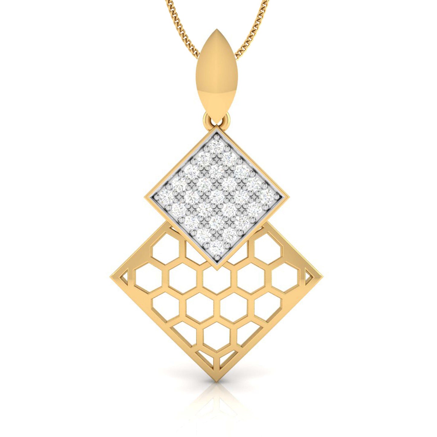 Concave Round delicate lab grown diamond pendant Fiona Diamonds