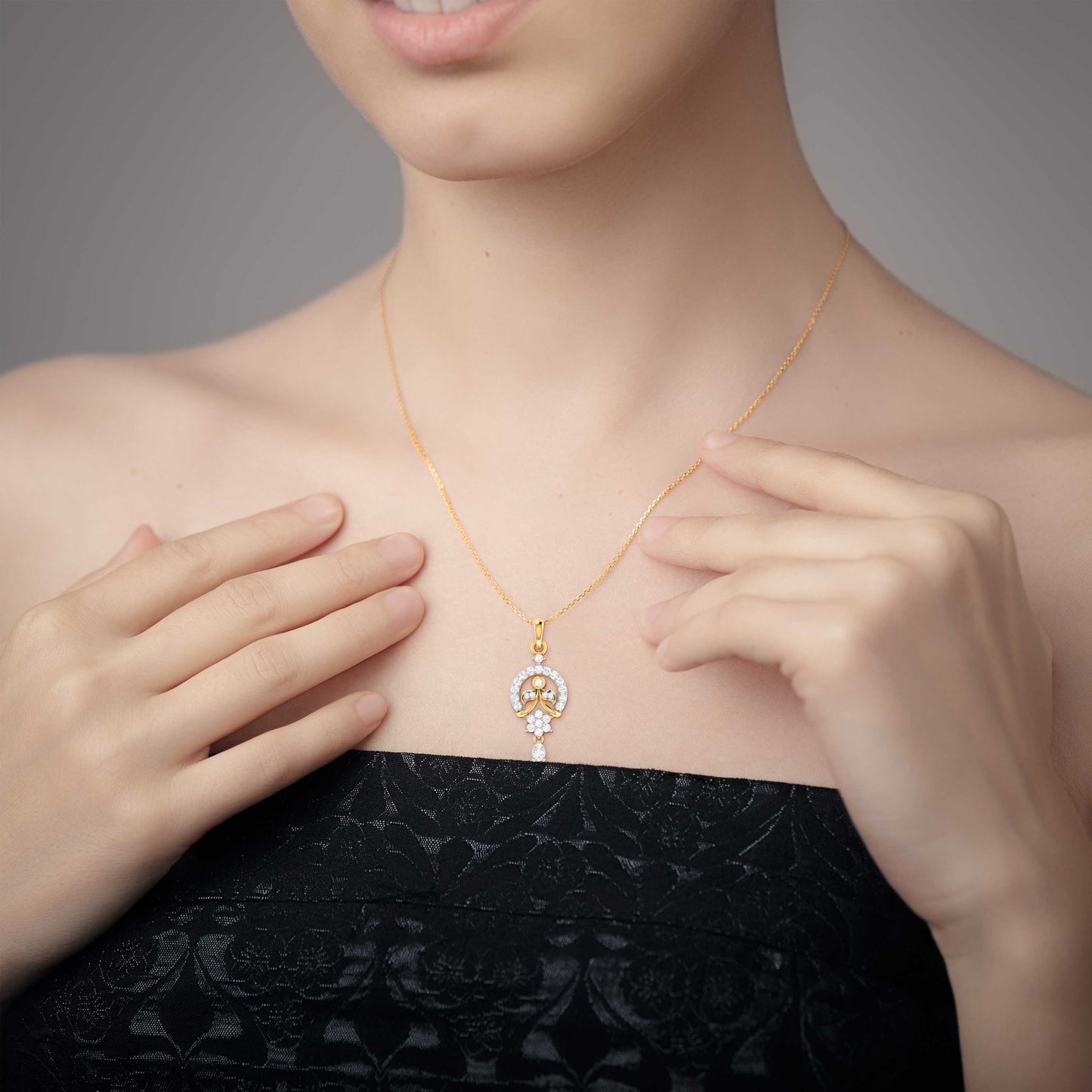 Qahira lab grown diamond pendant designs for female Fiona Diamonds