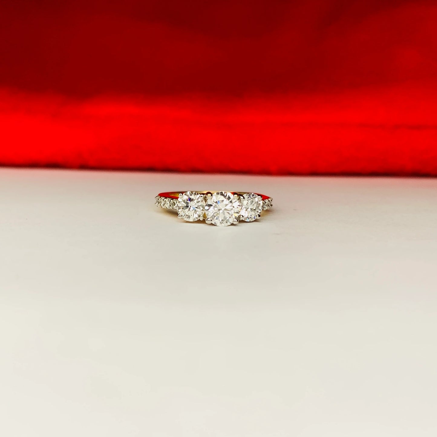 Luufiy Moissanite 3 Stone Ring - Fiona Diamonds - Fiona Diamonds