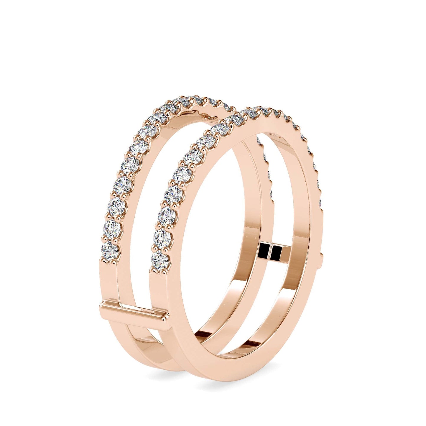 Delicate designer lab diamond ring in 18kt rose gold by fiona diamonds