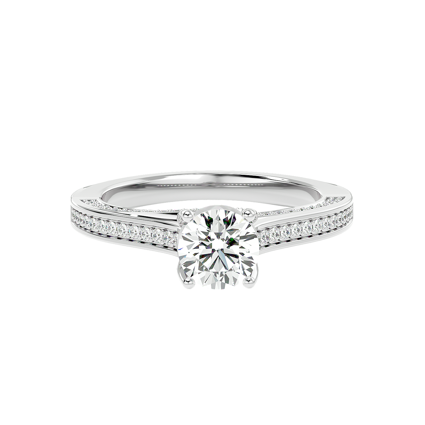 Solitaire Engagement Lab Diamond Ring 18 Karat White Gold Radiating 55 Pointer Lab Diamond Ring Fiona Diamonds