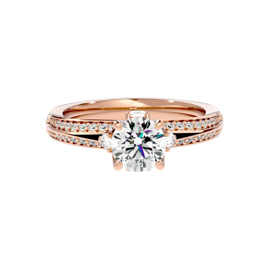 Solitaire Engagement Lab Diamond Ring 18 Karat Rose Gold Twine Lab Diamond Ring Fiona Diamonds