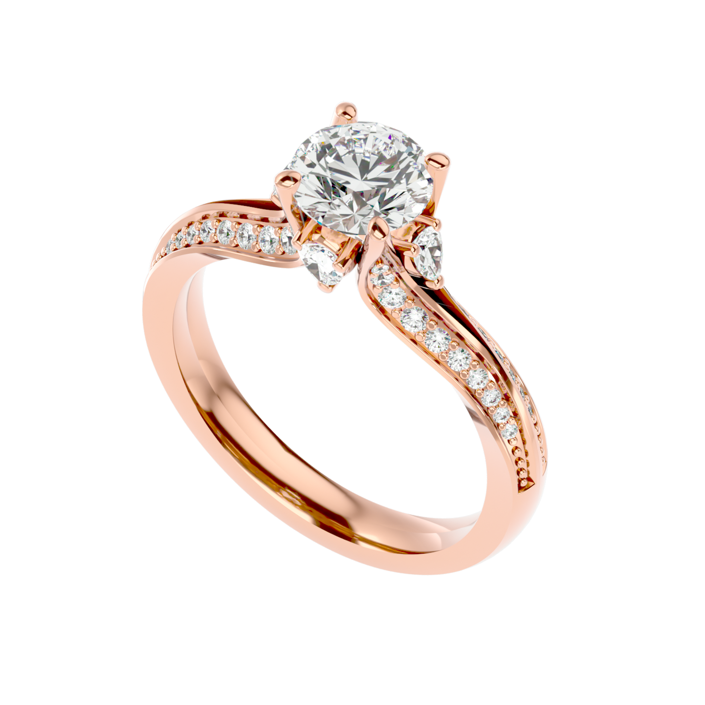 Solitaire Engagement Lab Diamond Ring 18 Karat Rose Gold Twine Lab Diamond Ring Fiona Diamonds