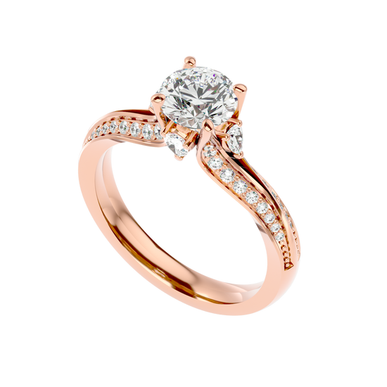 Solitaire Engagement Lab Diamond Ring 18 Karat Rose Gold Twine Lab Diamond Ring Fiona Diamonds