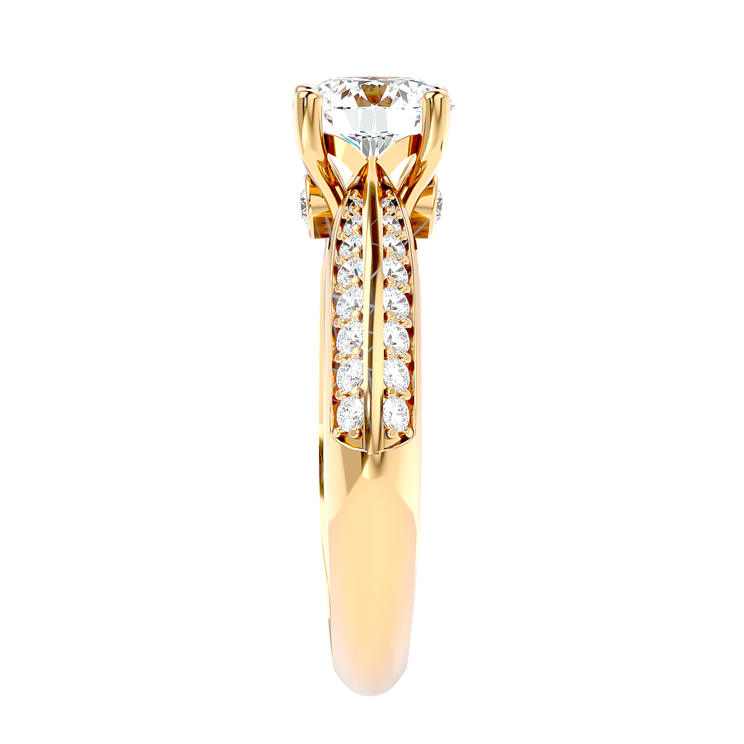 Solitaire Engagement Lab Diamond Ring 18 Karat Yellow Gold Printsessa 60 Pointer Lab Diamond Ring Fiona Diamonds