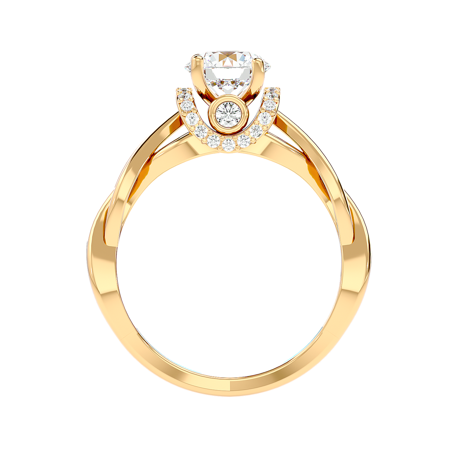 Solitaire Engagement Lab Diamond Ring 18 Karat Yellow Gold Mesha 69 Pointer Halo Lab Diamond Ring Fiona Diamonds