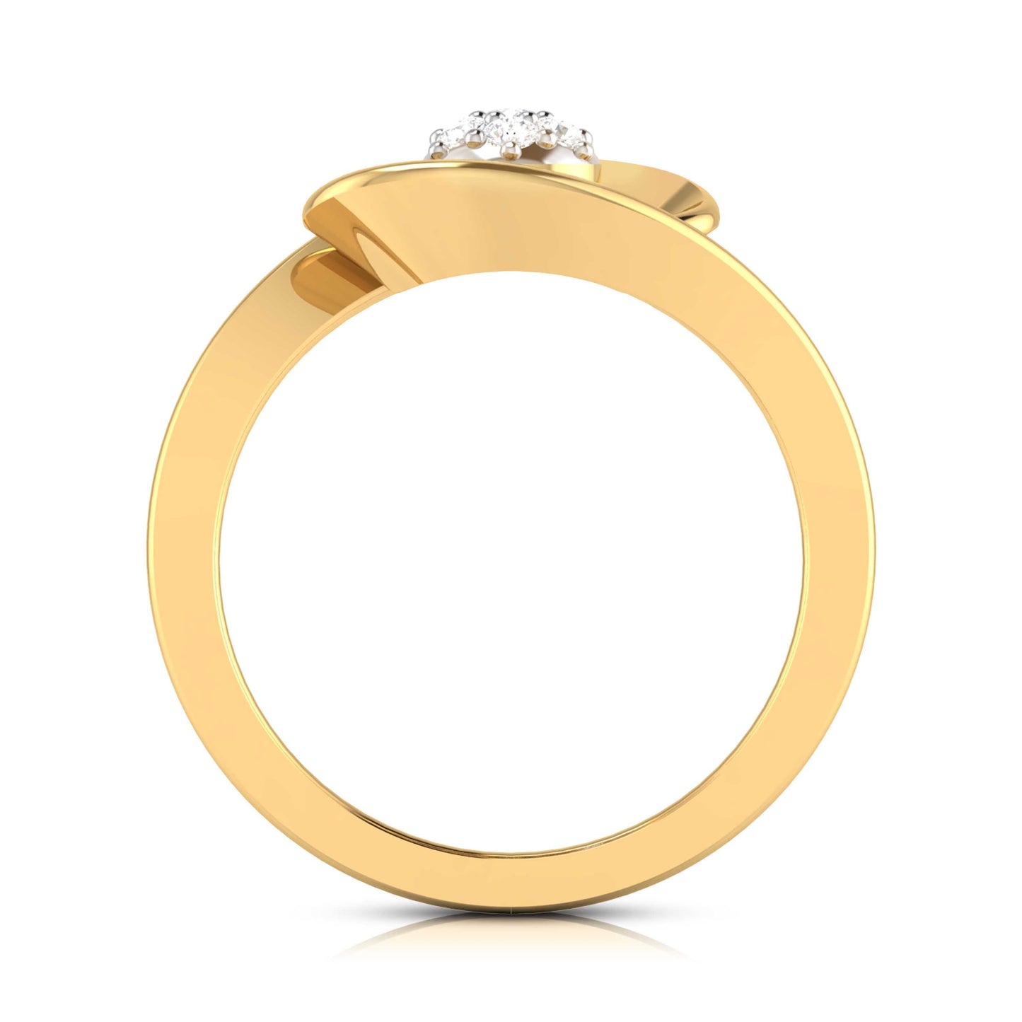 Gold Ring with One Round Diamond and Gold Balls – Lireille