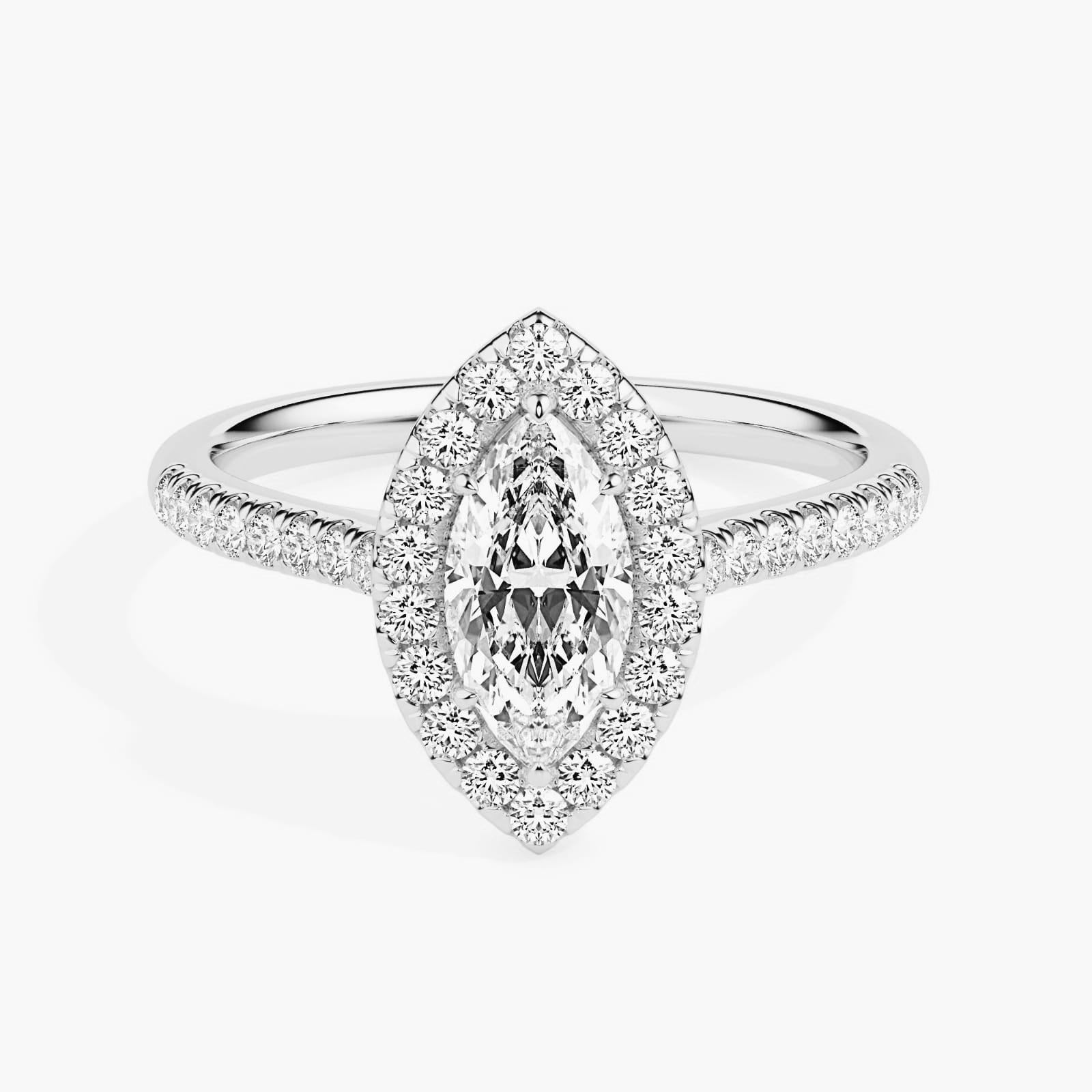 Blair Halo 1ct Marquise Lab Diamond Ring - Fiona Diamonds - Fiona Diamonds